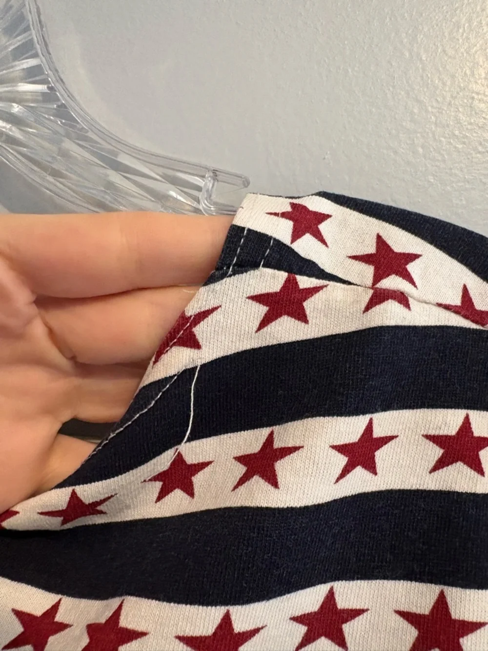 Vintage Americana Women’s Medium Cropped Short Sleeve Tee Striped Star Navy Red - Picture 13 of 15